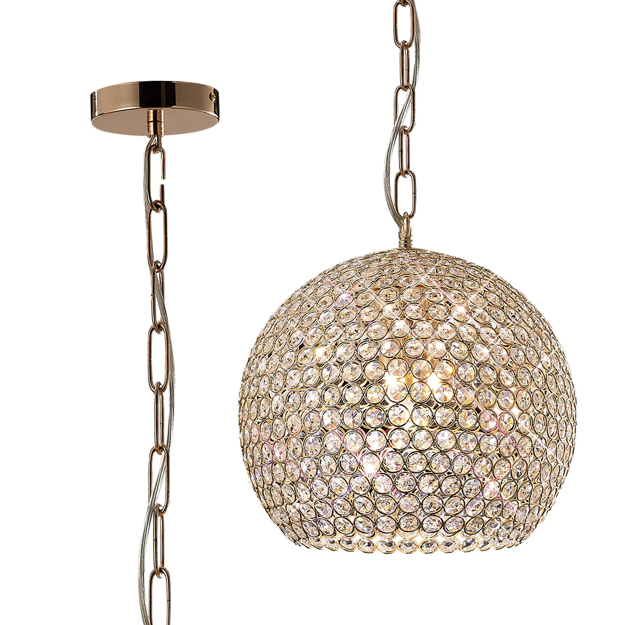 IL30752  Ava Crystal Pendant 5 Light French Gold